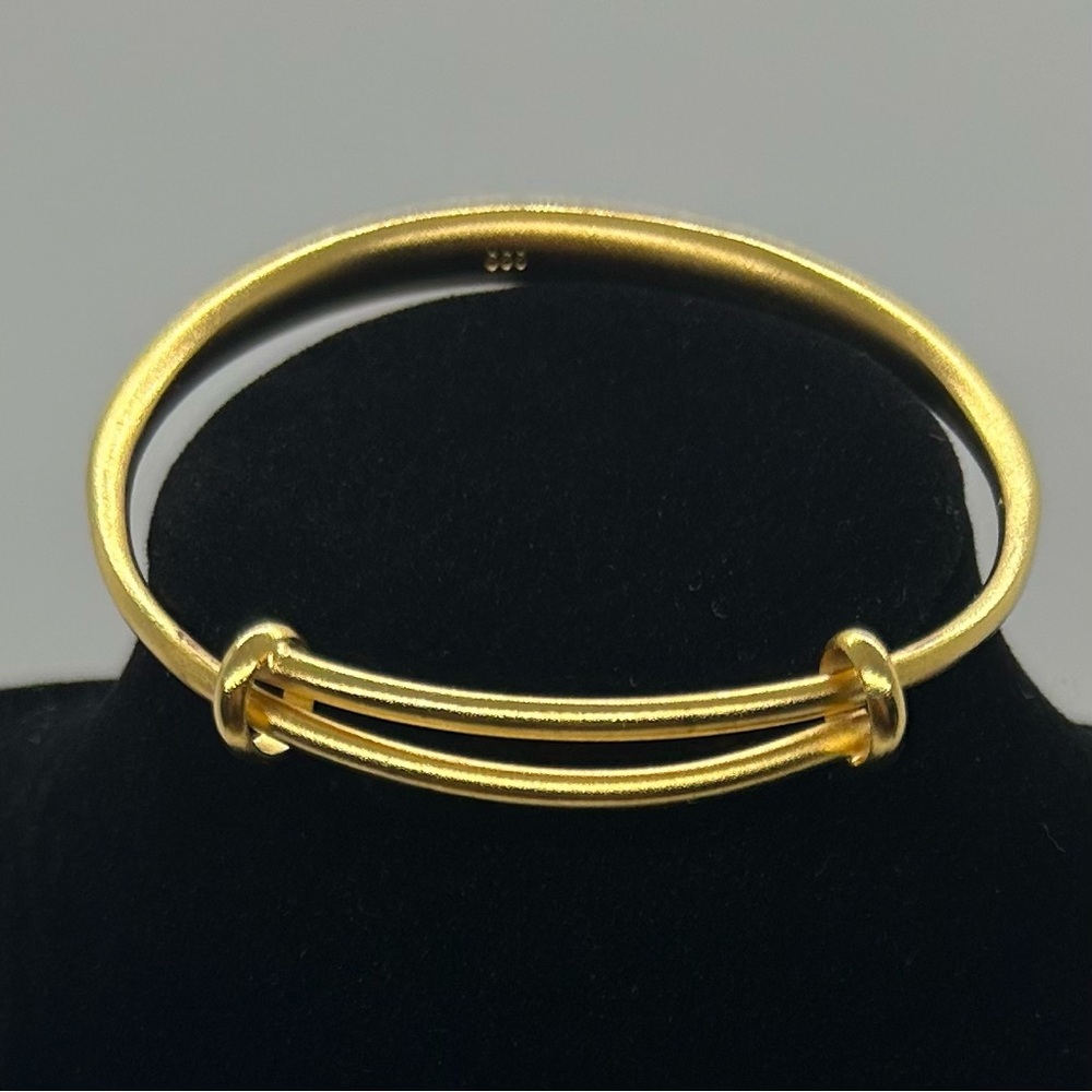 Gold Tone Hinged Adjustable Bangle Bracelet Textured Faceted Cut Pattern New - Picture 4 of 4
